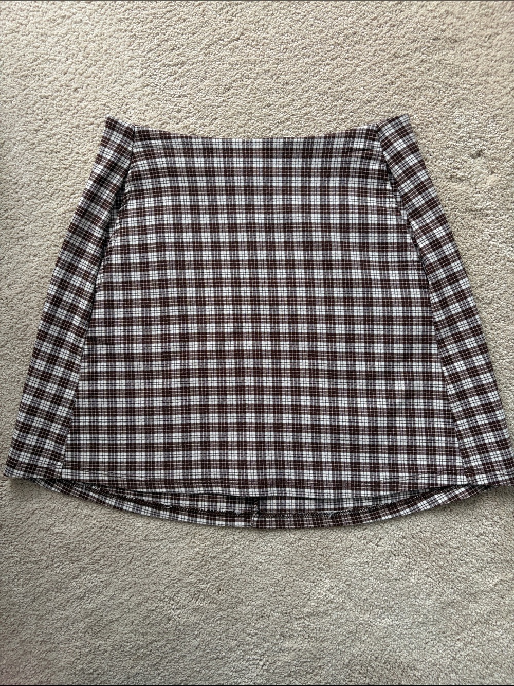 Originality Plaid Brown and Cream A-Line Skirt